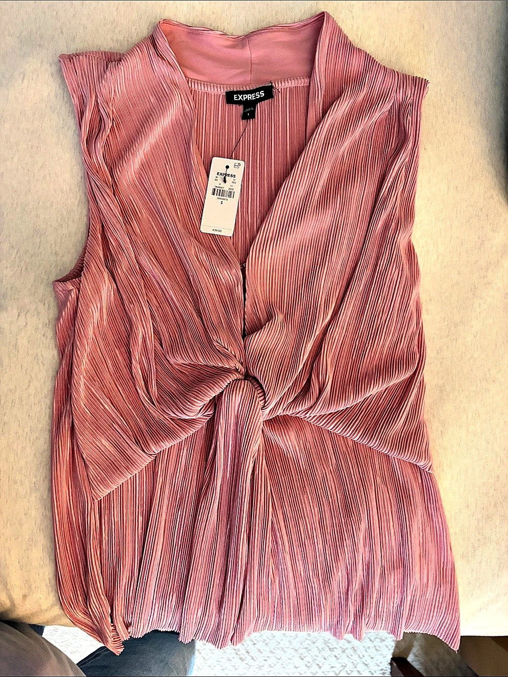 Express Pleated Tie-Front Blouse in Pink Size Small NWT